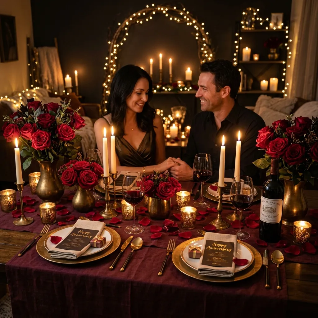 Anniversary candlelight decor setup Bhimavaram